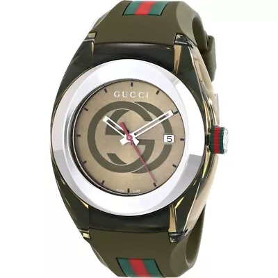 New Gucci Sync XXL 46mm YA137106 Green Rubber Band Green Dial Unisex Watch • $234