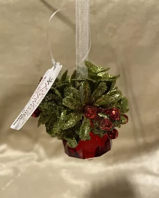 GANZ 2.5  Kyrstal Kiss Ball Ornament Tiny Mistletoe Jewel Red Lot Of 2 NWT • $12