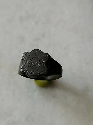 Rare Georgian  Memento Mori Skull And Bones Bronze Mourning Ring US-10 • $280