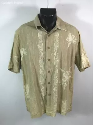 QUIKSILVER Tan/Beige Short Sleeve Button Shirt Men - Size M • $14.99