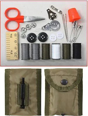 Emergency Sewing Repair Kit Case Small Pouch Belt Clip Travel Compact Military • $9.99