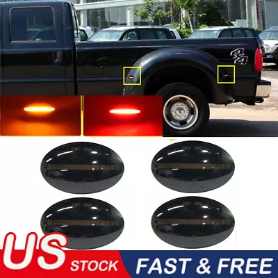 4x LED Dually Bed Fender Side Marker Light Amber/Red For 99-10 Ford F350 F450 FR • $12.99