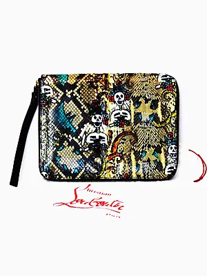 A Christian Louboutin 'Day Of The Dead' Python Leather Cris IPad Case/clutch Bag • £200