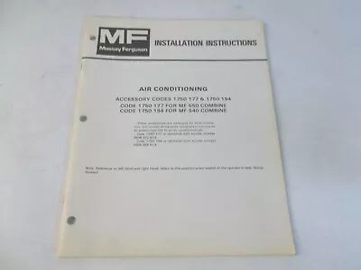 Massey Ferguson Air Conditioning For MF 550 540 Combine Installation Instruction • $18