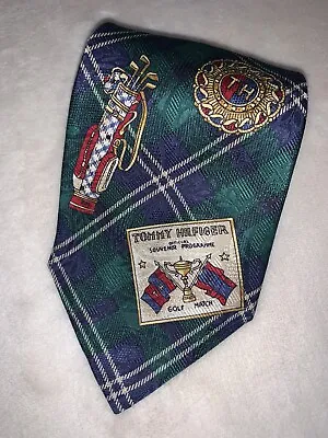 $10.99 • Buy Tommy Hilfiger Men's Neck Tie Silk Neckwear Blue Green Diamond Golf 57”x4” Rare