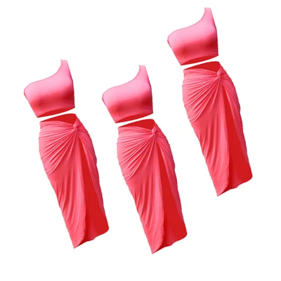 £24.74 • Buy  1 Set Of Plus-size Dress Pleated Solid Color Skirt Casual Suit Coat And Skirt