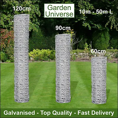 Chicken Wire Galvanised 9 Sizes Garden Universe Mesh Fence Poultry Rabbit Aviary • £38.99