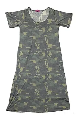 Melissa Masse Faded Camo Short-Sleeve Maxi T-Shirt Dress Slip Pullover Made USA • $19.99