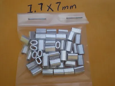 $8.50 • Buy 50 Pcs. Wire Leader Oval Aluminum Crimp Sleeves 250 Lbs. Test 1.7x7mm .067 Id.