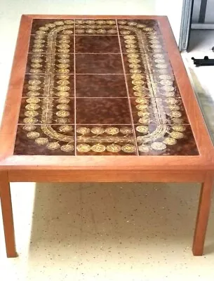 Vintage Coffee Table Cool Tile Top Denmark Signed Toften Hollywood Regency Table • $775
