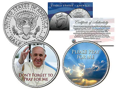 POPE FRANCIS Papal 2015 USA Visit 2-Coin Set PLEASE DON'T FORGET TO PRAY FOR ME • $9.95