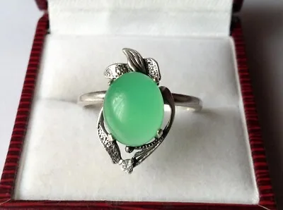 Vintage Russian Sterling Silver 925 Ring Chrysoprase  Women's Jewelry Size 11.5 • $69