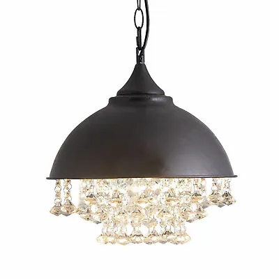 Rustic Industrial Chandelier Crystal Pendant Lighting Ceiling Light Fixture Lamp • $51.60