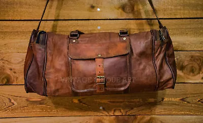 $55.10 • Buy Vintage Leather Travel Bag Duffel Weekend Gym Duffle Overnight Carry On Luggage