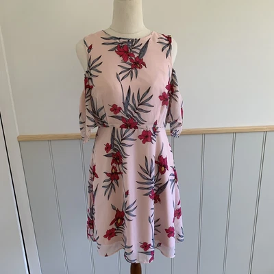 $12.50 • Buy Tokito Size 10 Short Off-Shoulder Dress Floral Bird Lined Party Dress