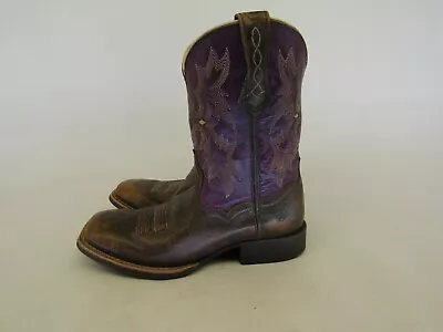 Ariat Little Kids Youth Size 13 D  Purple Brown Leather Cowboy Western Boots • $25.64