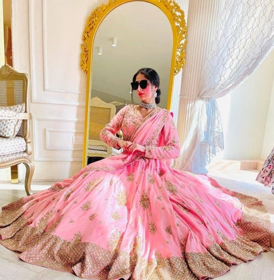 $62.33 • Buy Pink Party Wear Lehenga Choli Indian Ethnic Wedding Lengha Lahanga Designer Sari