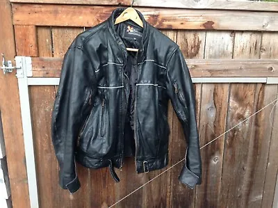 $75 • Buy Xelement Leather Motorcycle Jacket With Zip Out Vest Liner, Size Medium 