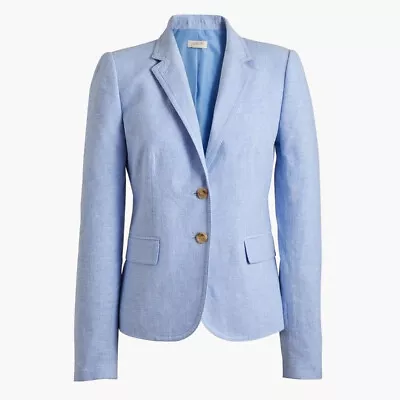 NWT J. Crew Light Blue Schoolboy Blazer In Linen-Cotton Sz 14 • $44.99