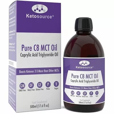 Ketosource Pure C8 MCT Oil | Boosts Ketones 4X 100% Coconut Sourced AU Grass-Fed • £26.99