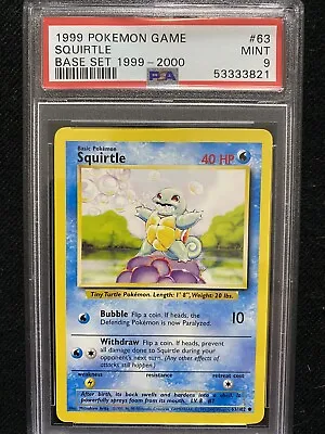 $49.99 • Buy 1999-2000 Pokemon Base Set 4th Print Squirtle 63/102 PSA 9 Mint