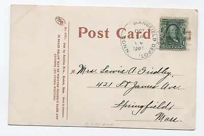 1907 Mansfield Depot CT Doane Cancel Type 2 #3 On Postcard [6205.15] • $4