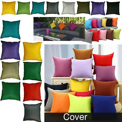 New Waterproof Garden Cushion Covers Outdoor Indoor Luxury Plain 18”x18”&24”x24” • £5.49
