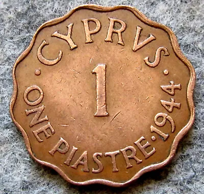 Cyprus George Vi 1944 1 Piastre Cyprus George Vi 1944 1 Piastre Bronze Scalloped • $3.99