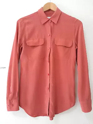 EQUIPMENT Femme Long Sleeve Terracotta Silk Blouse With Pockets. Size XS • $35.50