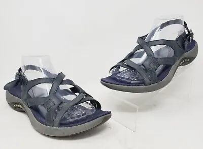 Merrell Comfort Strappy Blue Agave J36674 Leather Slingback Sandals Size US 9 • $23.95