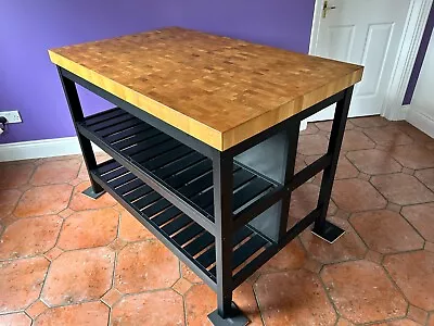 IKEA  - VADHOLMA - Kitchen Island  - Black/Oak - Used But In Excellent Condition • £250