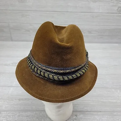 Vintage Mallory Fifth Avenue Fedora Sergio & Banardi Brown Hat Cap Size 7  Felt  • $22.50