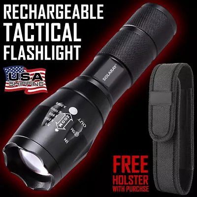 Bright LED Tactical Flashlight With Rechargeable Battery • $16.99