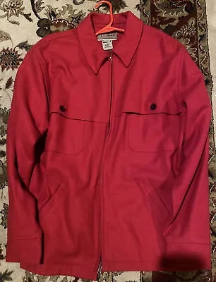 LL Bean Maine Guide Red Wool Hunting Jacket Shirt L • $83.85