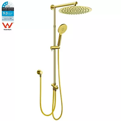 Brushed Gold Shower Head Set Tall Basin Mixer Kitchen Sink Tap Towel Rail Round • $301