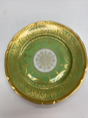 Vantage Victoria Czechoslovakia Green And Gold Plate • $17.99