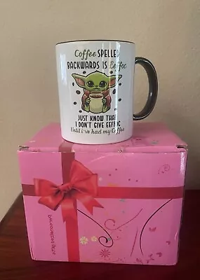 Coffee Spelled Backwards Is Eeffoc - 11oz Baby Yoda Mug BRAND NEW With Gift Box • $9.99