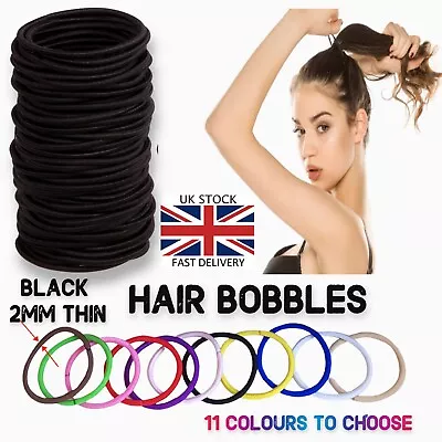 THICK Black Hair Bands Elastics Bobbles Girls Kids School Ponies Ties UK Quality • £2.50