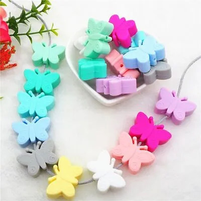 Butterfly Silicone Beads Baby Soother Pacifier Infant Jewelry Dummy Toy 10Pcs • $12.69