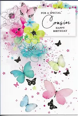 Special Cousin Female Birthday Greeting Card 7 X5  Butterflies • £1.99