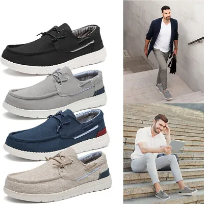 Men’s Slip-on Loafers Moc Toe Canvas Casual Boat Shoes Lightweight Loafers Shoes • $32.29