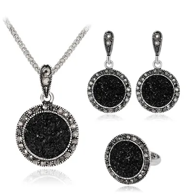 925 Silver Cubic Zirconia Earrings Ring Necklace 3 Pcs/Set Wedding Jewelry Gifts • $3.67
