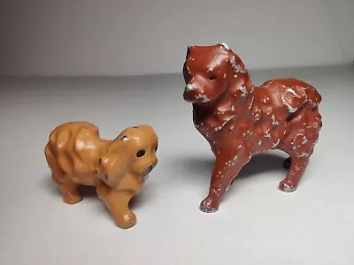 2 Vintage Cast Metal Miniature Dog Figurines Chow Chow? Cavalier King Charles?  • $16.49