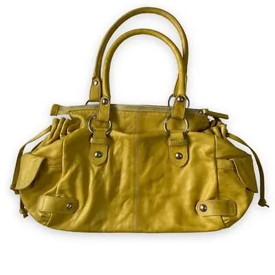 Marzia Leather Shoulder Bag Yellow Made In Italy Some Stains • $29.99