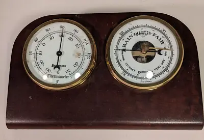 Vintage Benchmark Desktop Weather Station Mahogany Base Thermometer Barometer • $19.50