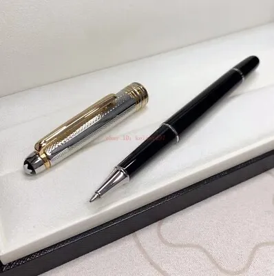 Luxury 163 Metal Series Black+Grid Silver Color 0.7mm Black Ink Rollerball Pen • $24.39