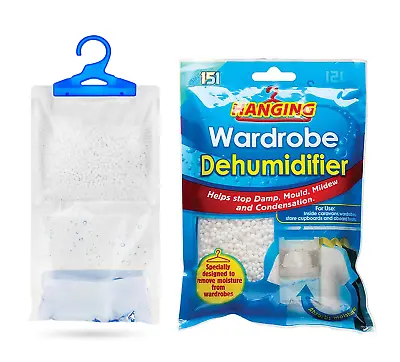 6 X HANGING WARDROBE DEHUMIDIFIER Bags Stops Damp Mould Absorb Moisture Cupboard • £7.99