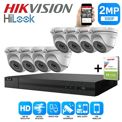Hikvision Hilook Cctv Hd Exir Nightvision Outdoor Dvr Home Security System Kit • £221.84