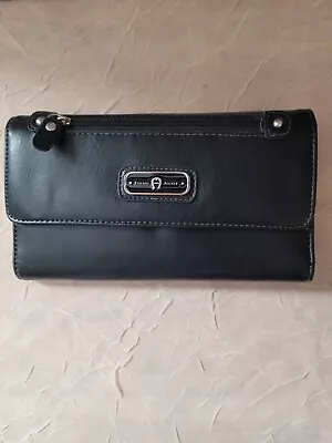 Women’s Etienne Aigner Tri Fold Black Faux Leather Wallet/Clutch Organizer • $9.99