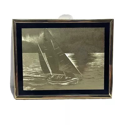 OPTICAL ILLUSIONARY ART Gold Foil Sailboat 8 X 10 MANIFESTATIONS INC • $24.99